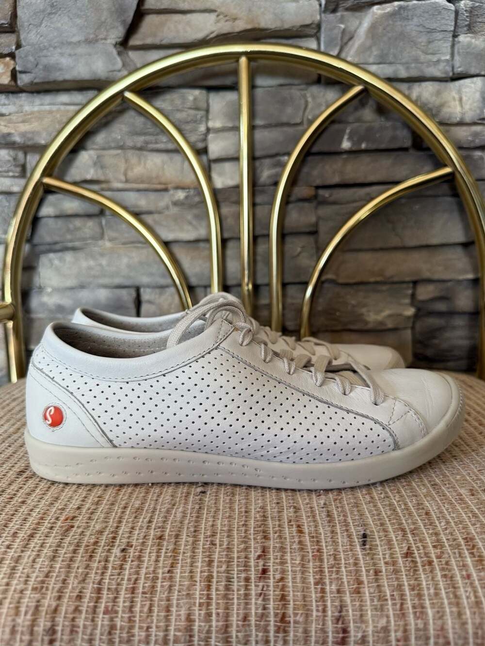 Softinos Isla White Perforated Leather Sneakers Size 37
